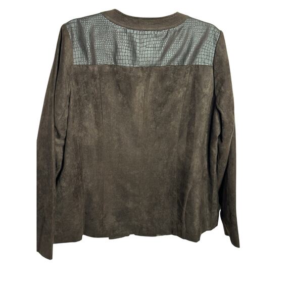 Vtg Womens Jacket Brown Faux Suede Zip Coat Lightweight Microfiber Plus Size 16W - Picture 2 of 6